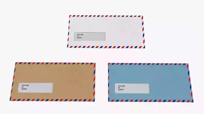 Air Mail Window Envelope Size DL Style WALLET 3D model