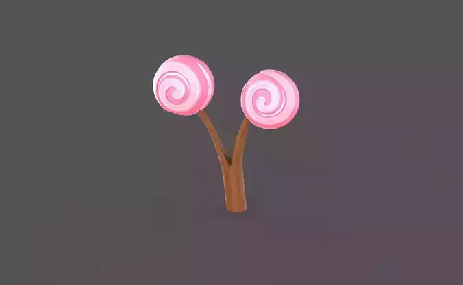 Cartoon Candy Tree 3 Low-poly 3D model