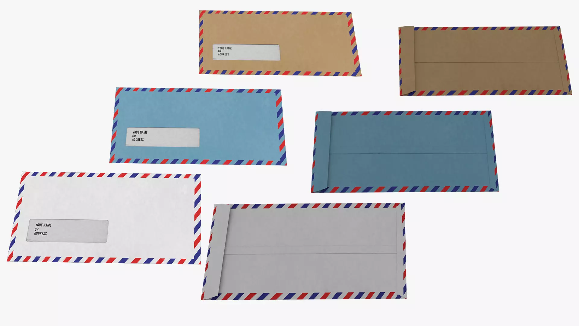 Air Mail Window Envelope Size DL Style POCKET 3D model