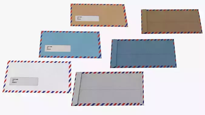 Air Mail Window Envelope Size DL Style POCKET 3D model