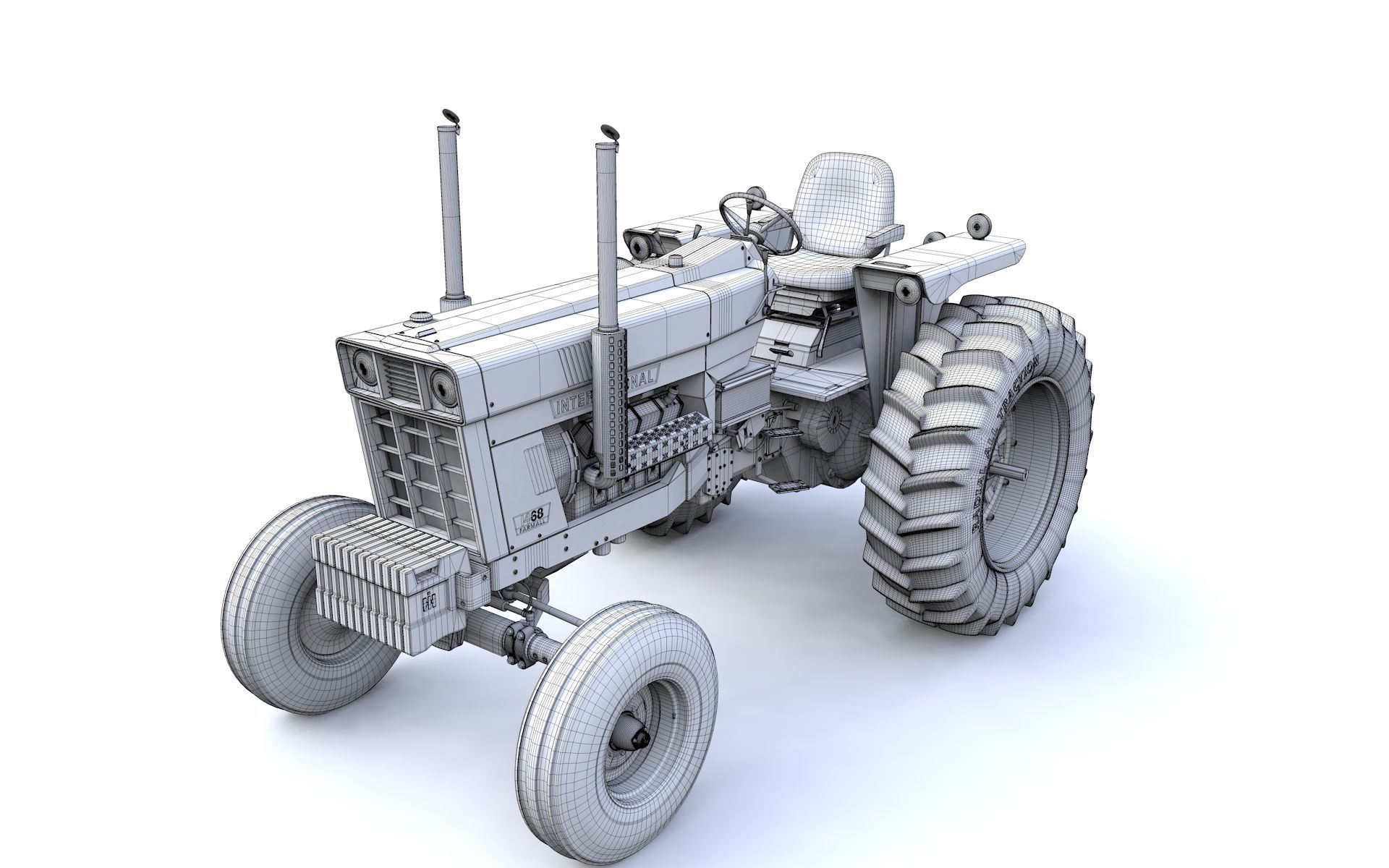 International Harvester 1468 Tractor 1972 3D model_16
