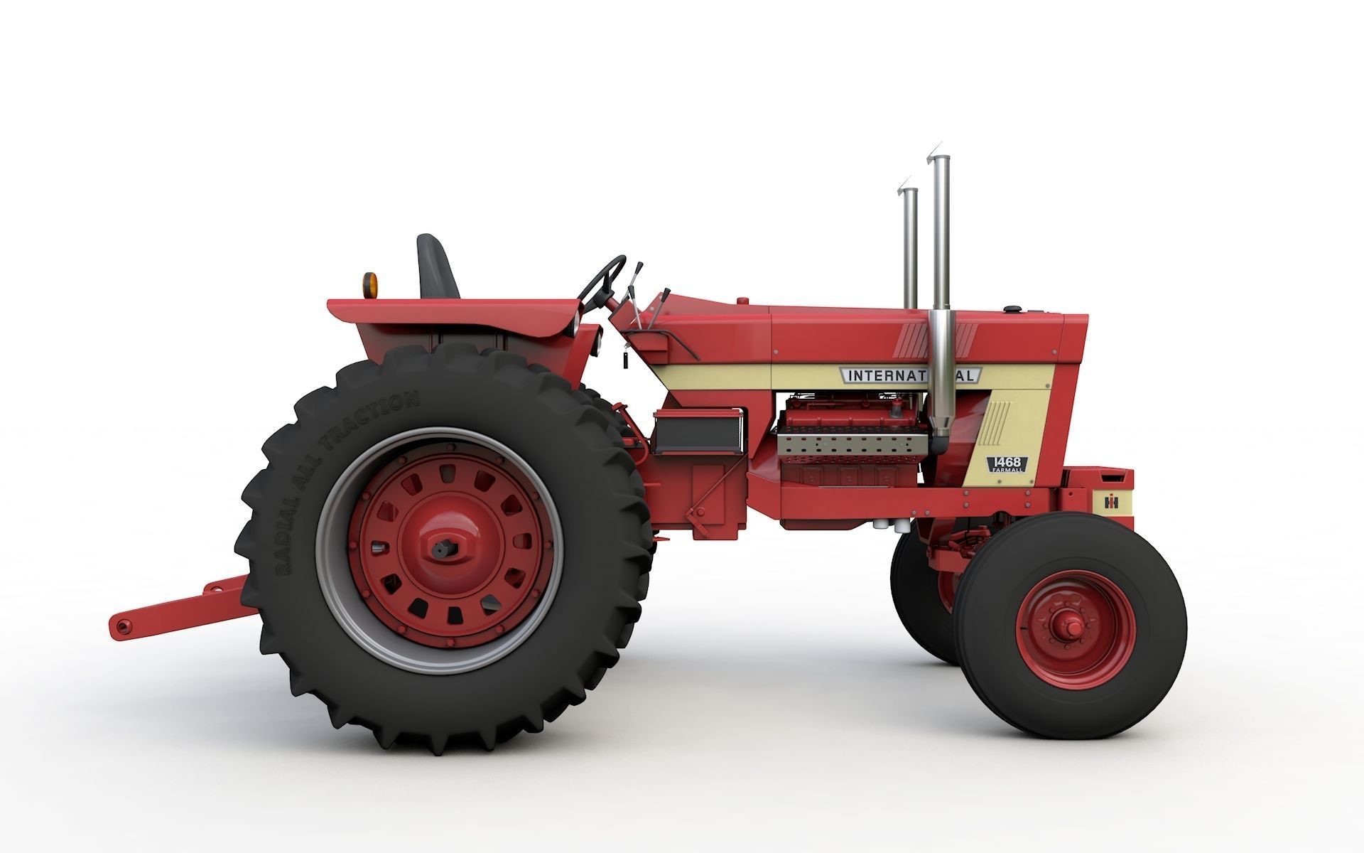 International Harvester 1468 Tractor 1972 3D model_8