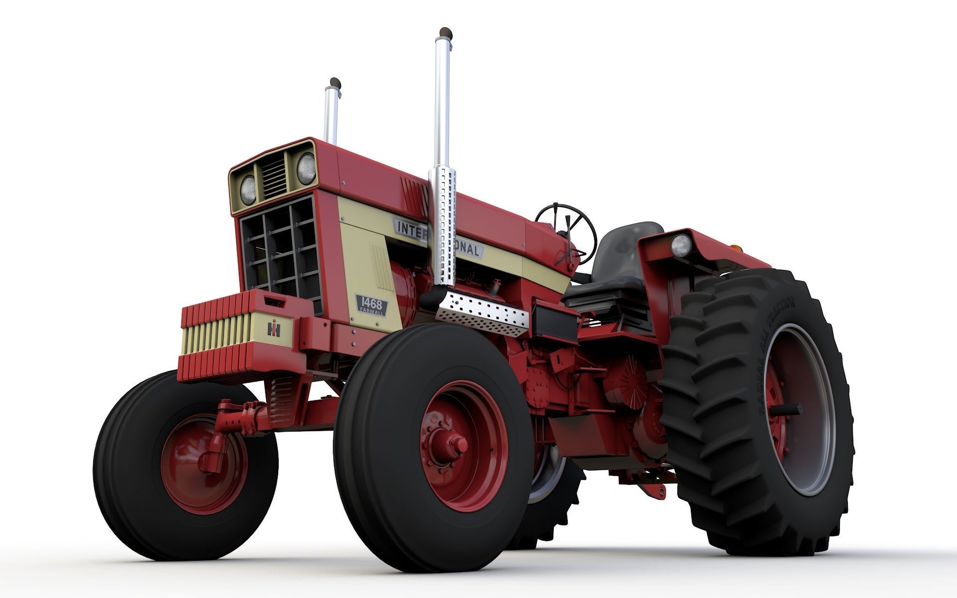 International Harvester 1468 Tractor 1972 3D model_1