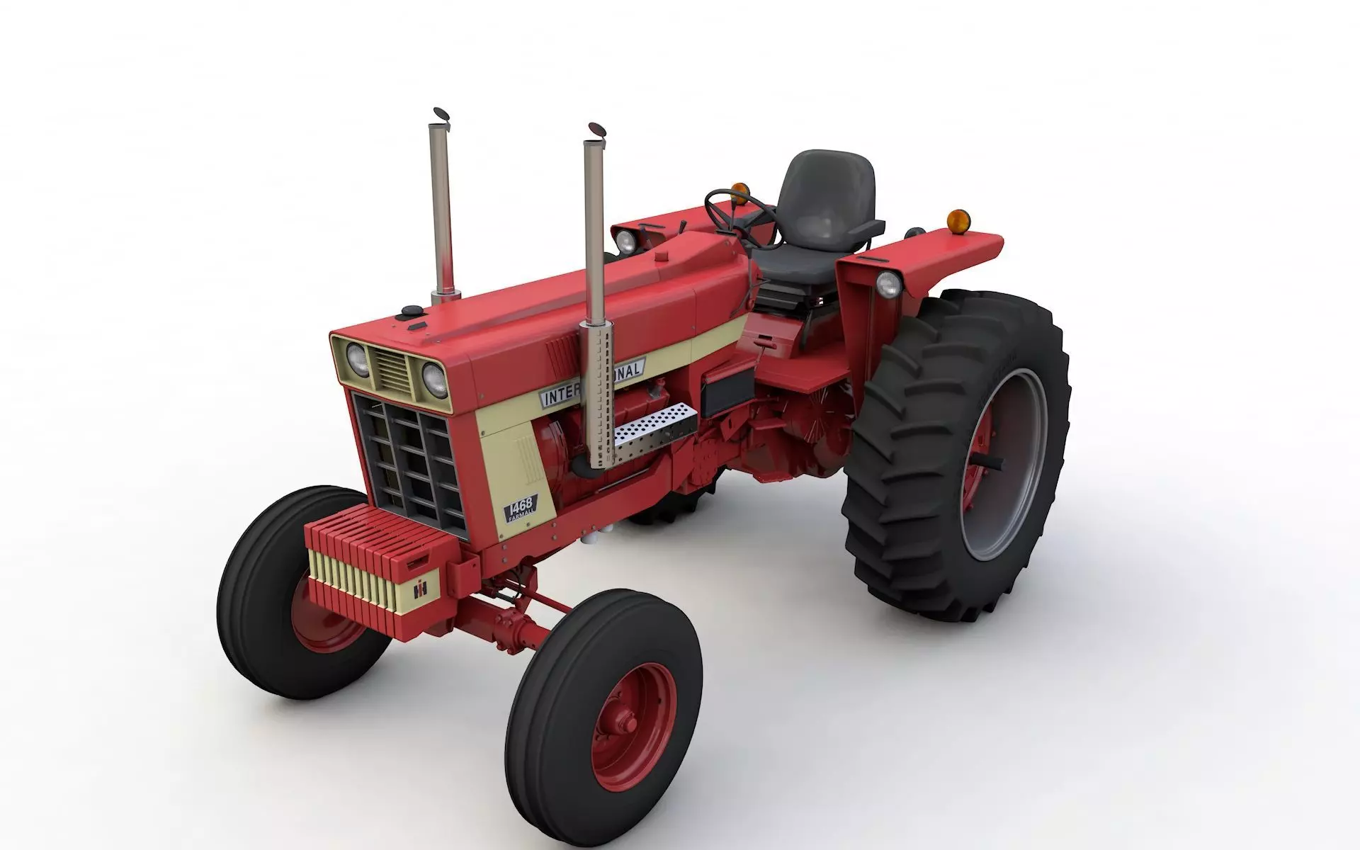 International Harvester 1468 Tractor 1972 3D model_0