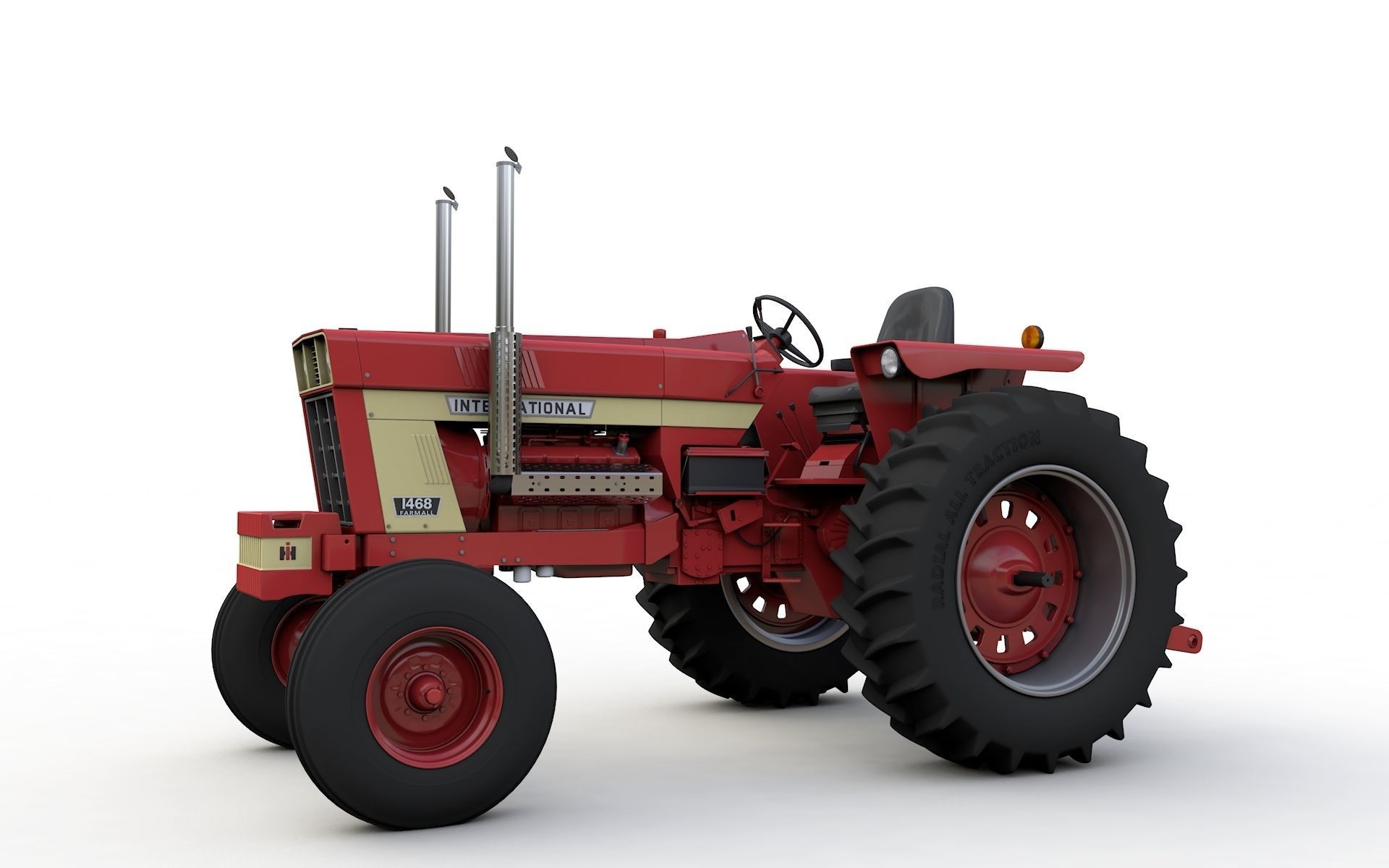 International Harvester 1468 Tractor 1972 3D model_2