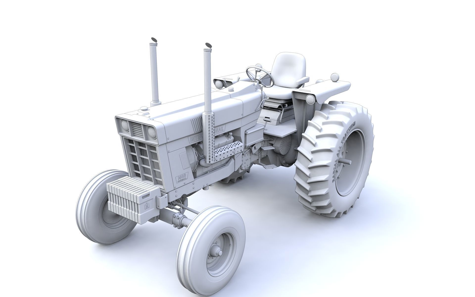 International Harvester 1468 Tractor 1972 3D model_17