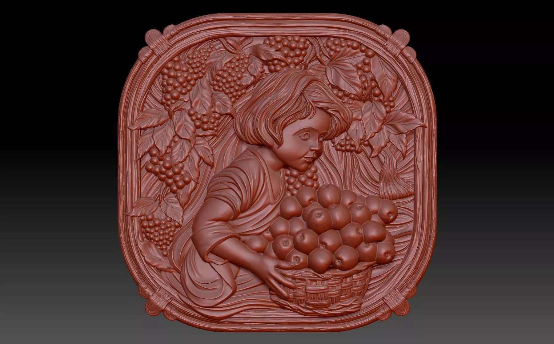 A child with apples 3D print model_0