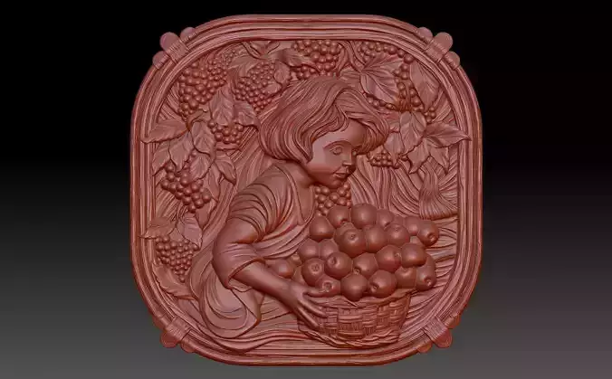 A child with apples 3D print model