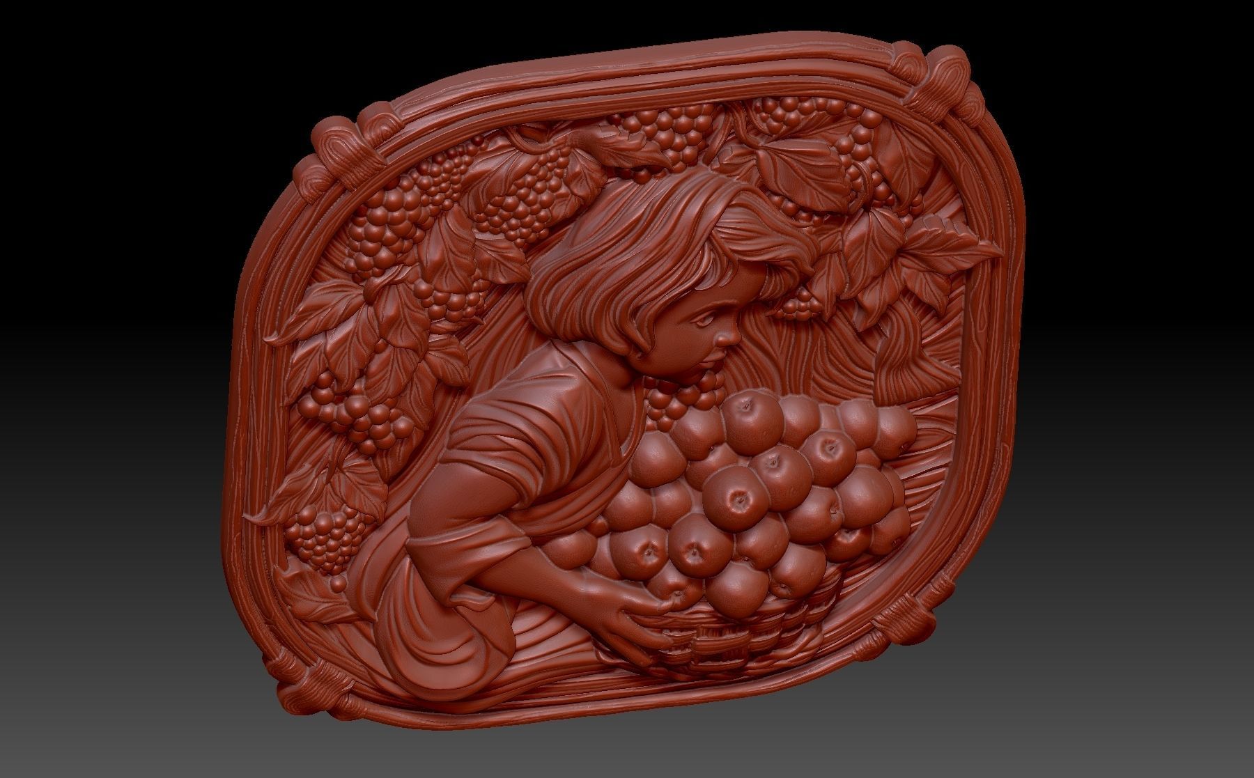 A child with apples 3D print model_4