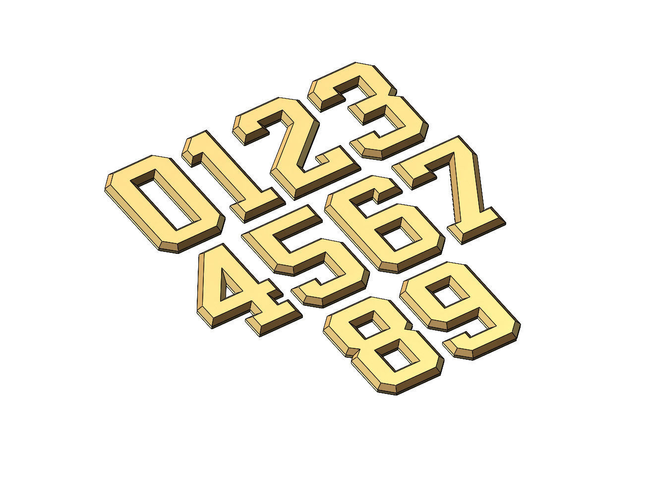 Chamfered NBA font numbers set 3D print model_2