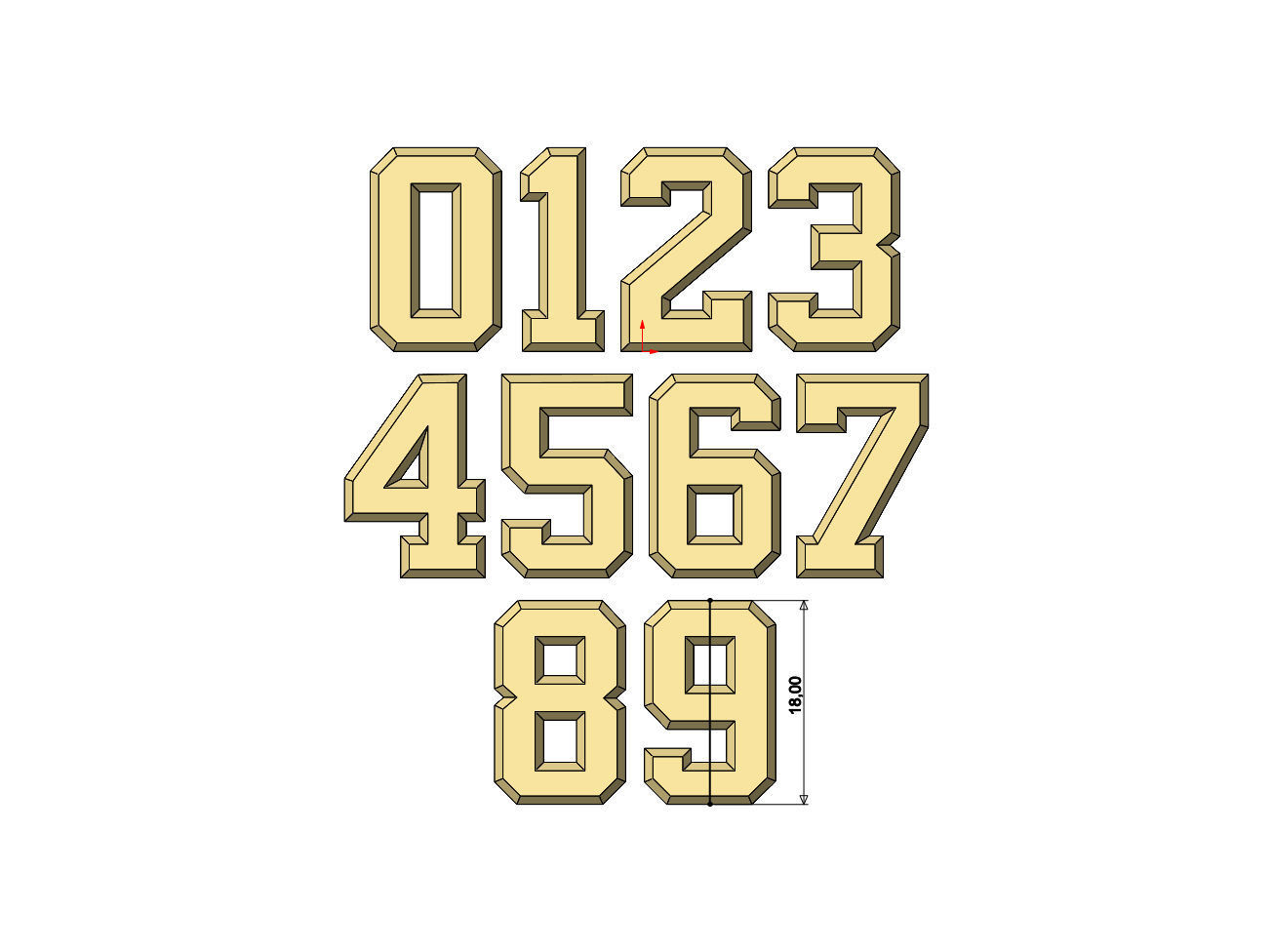 Chamfered NBA font numbers set 3D print model_7