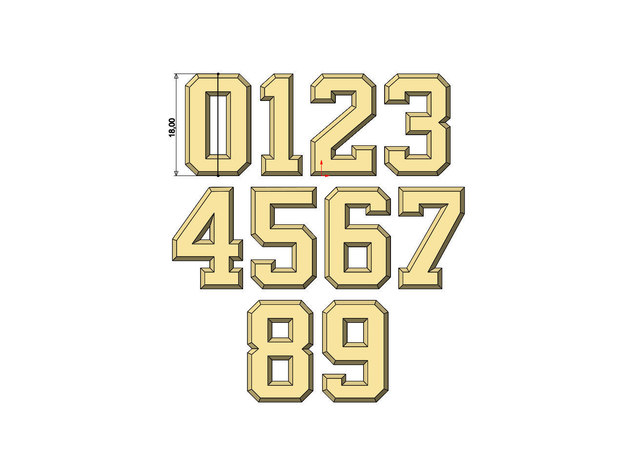 Chamfered NBA font numbers set 3D print model_6