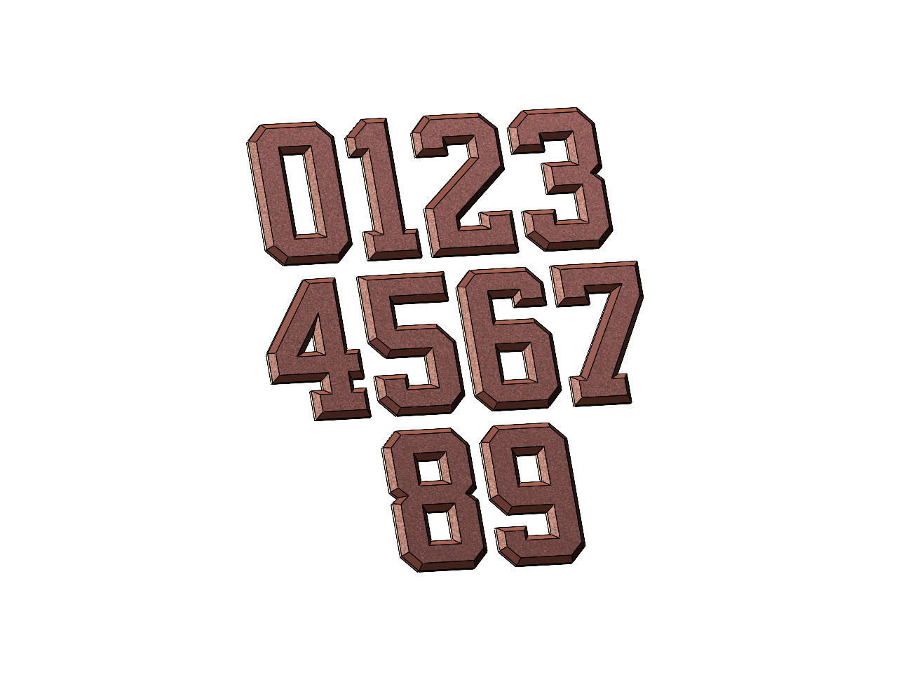 Chamfered NBA font numbers set 3D print model_10