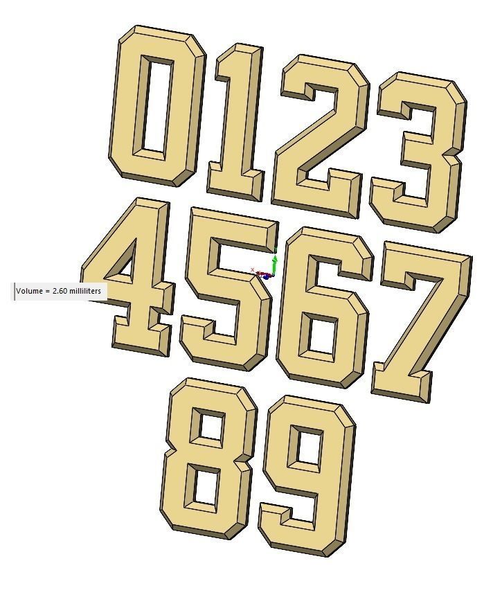 Chamfered NBA font numbers set 3D print model_11