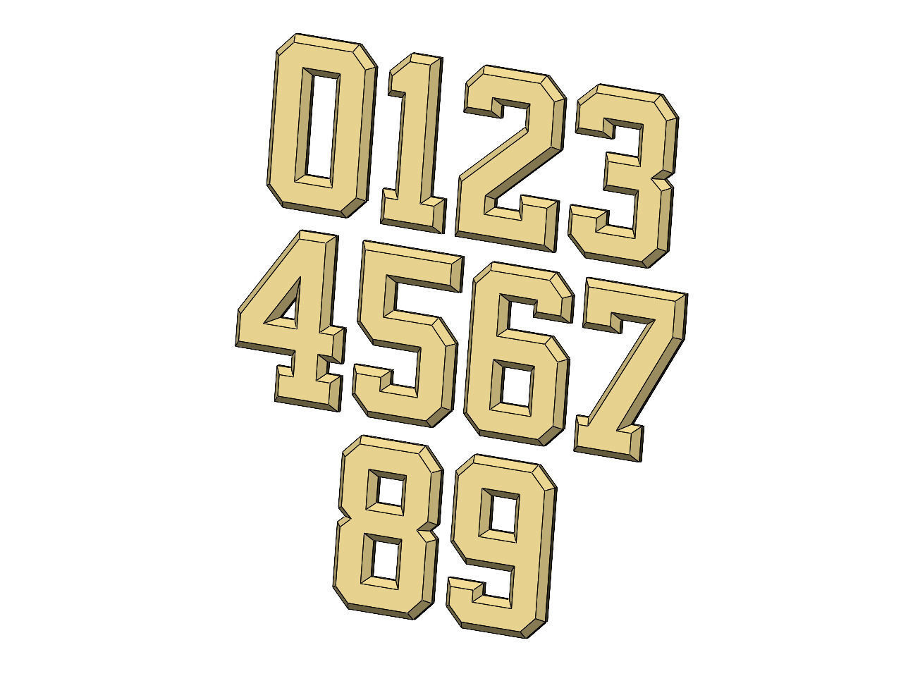 Chamfered NBA font numbers set 3D print model_5