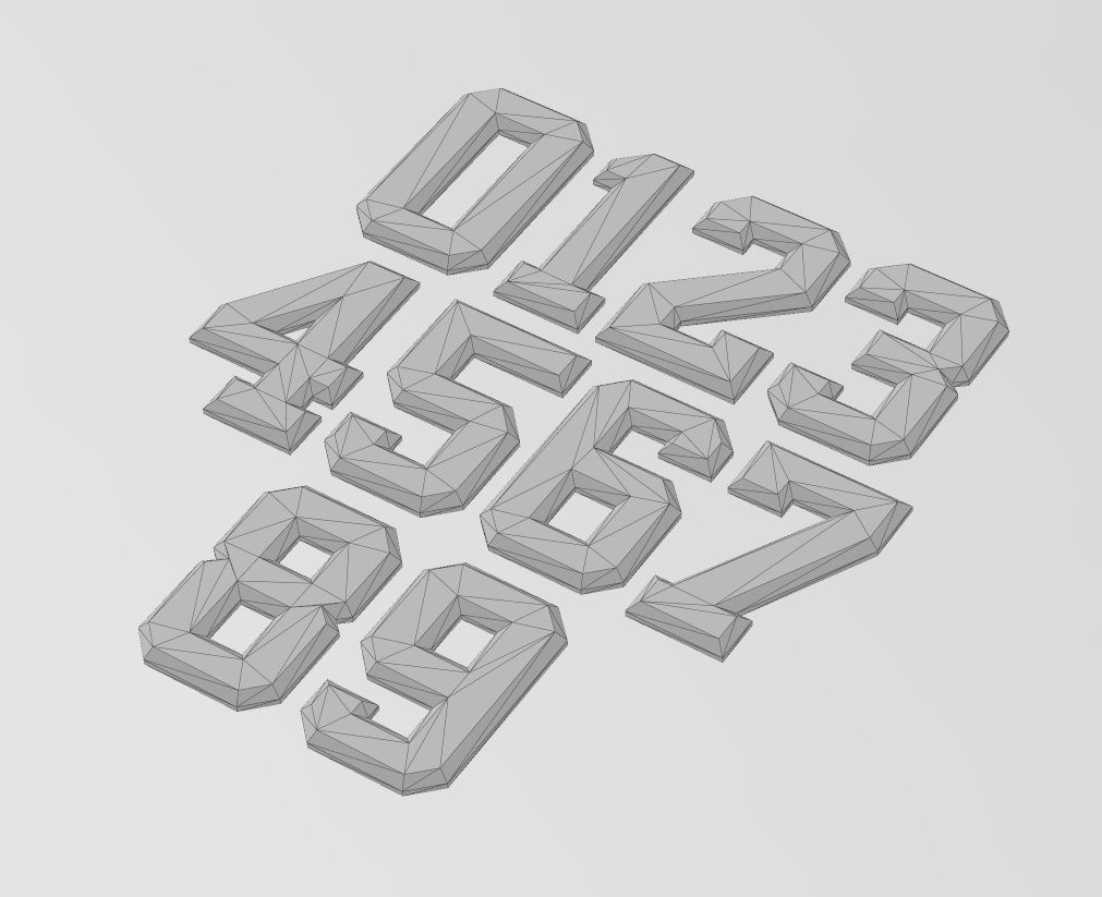Chamfered NBA font numbers set 3D print model_16
