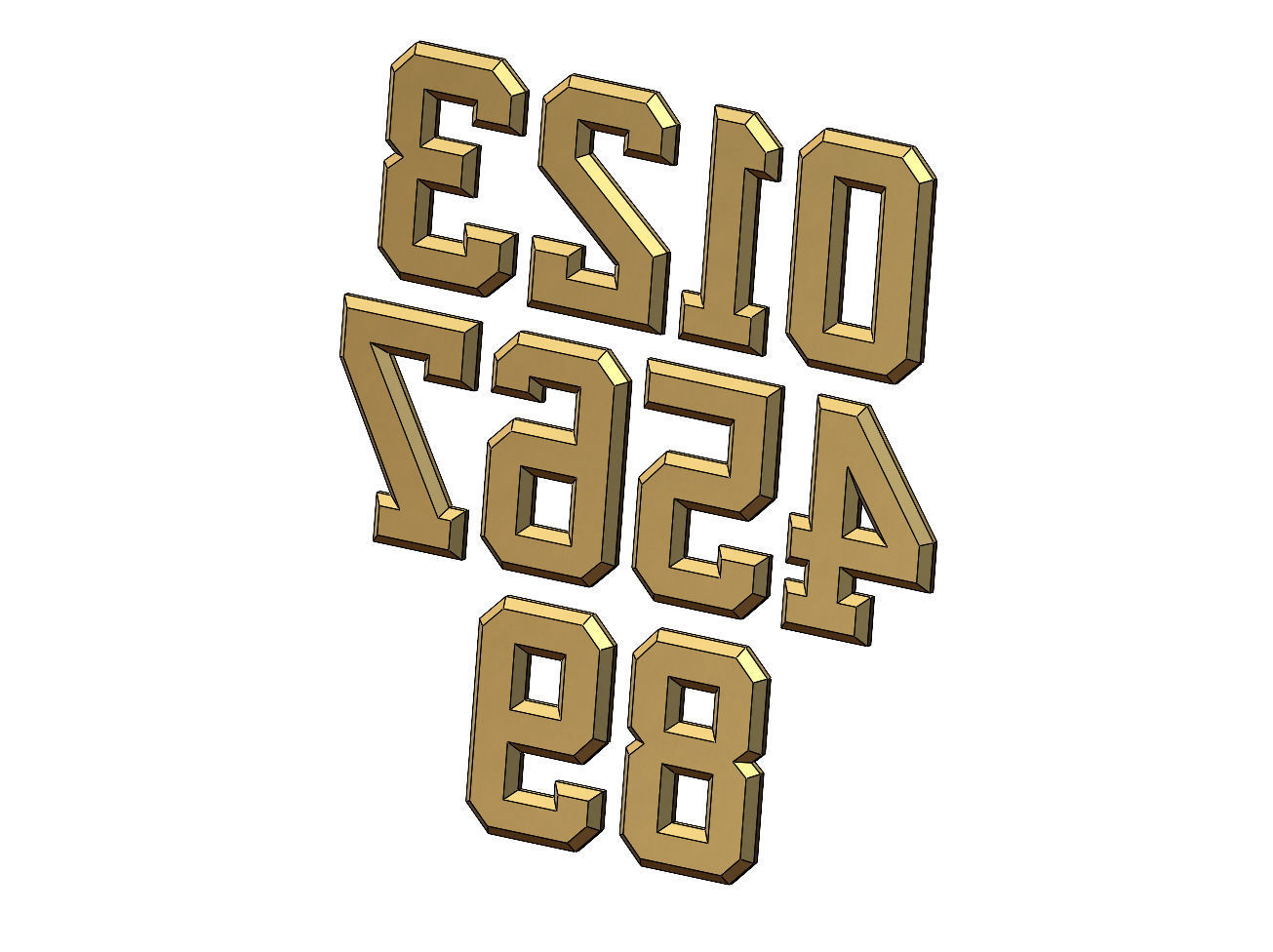 Chamfered NBA font numbers set 3D print model_4