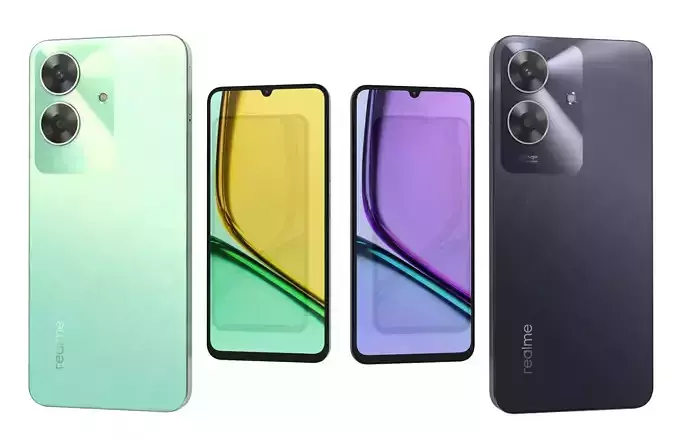 Realme C61 Marble Black and Safari Green  India