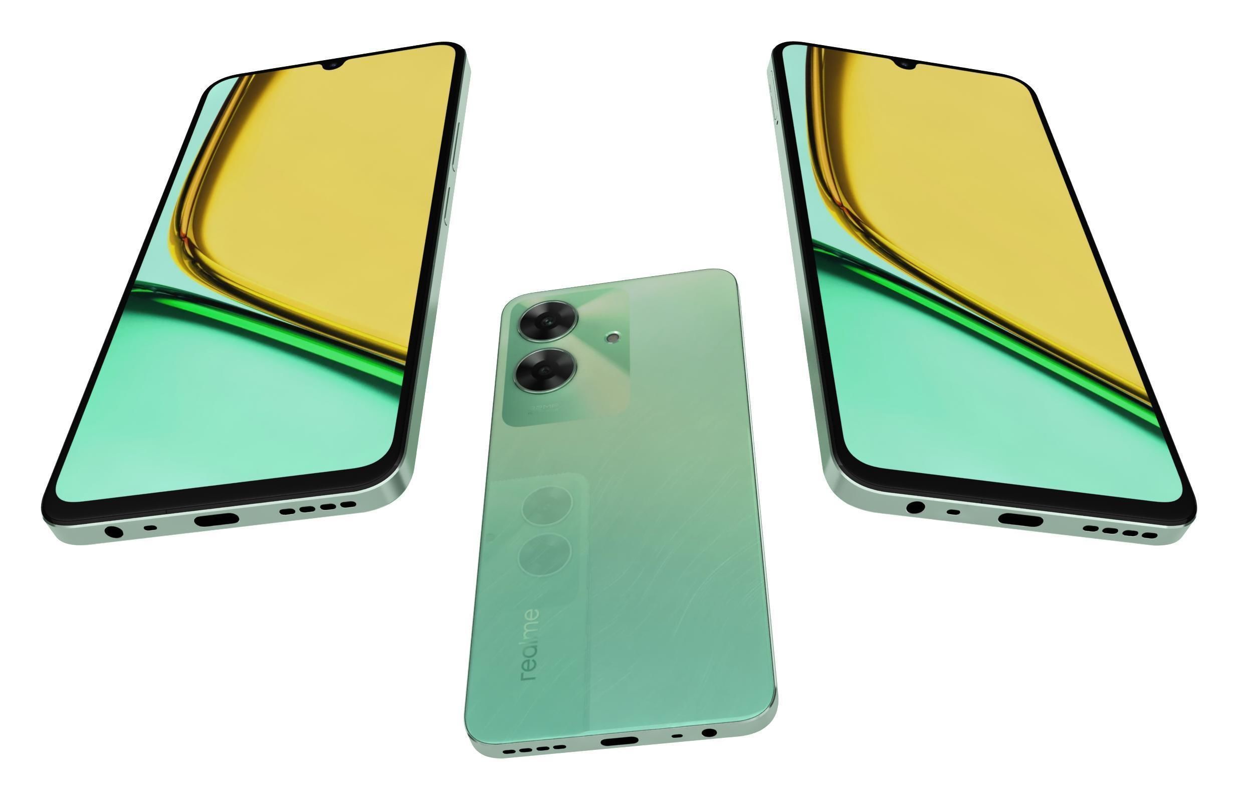 Realme C61 Marble Black and Safari Green  India 3D model_3