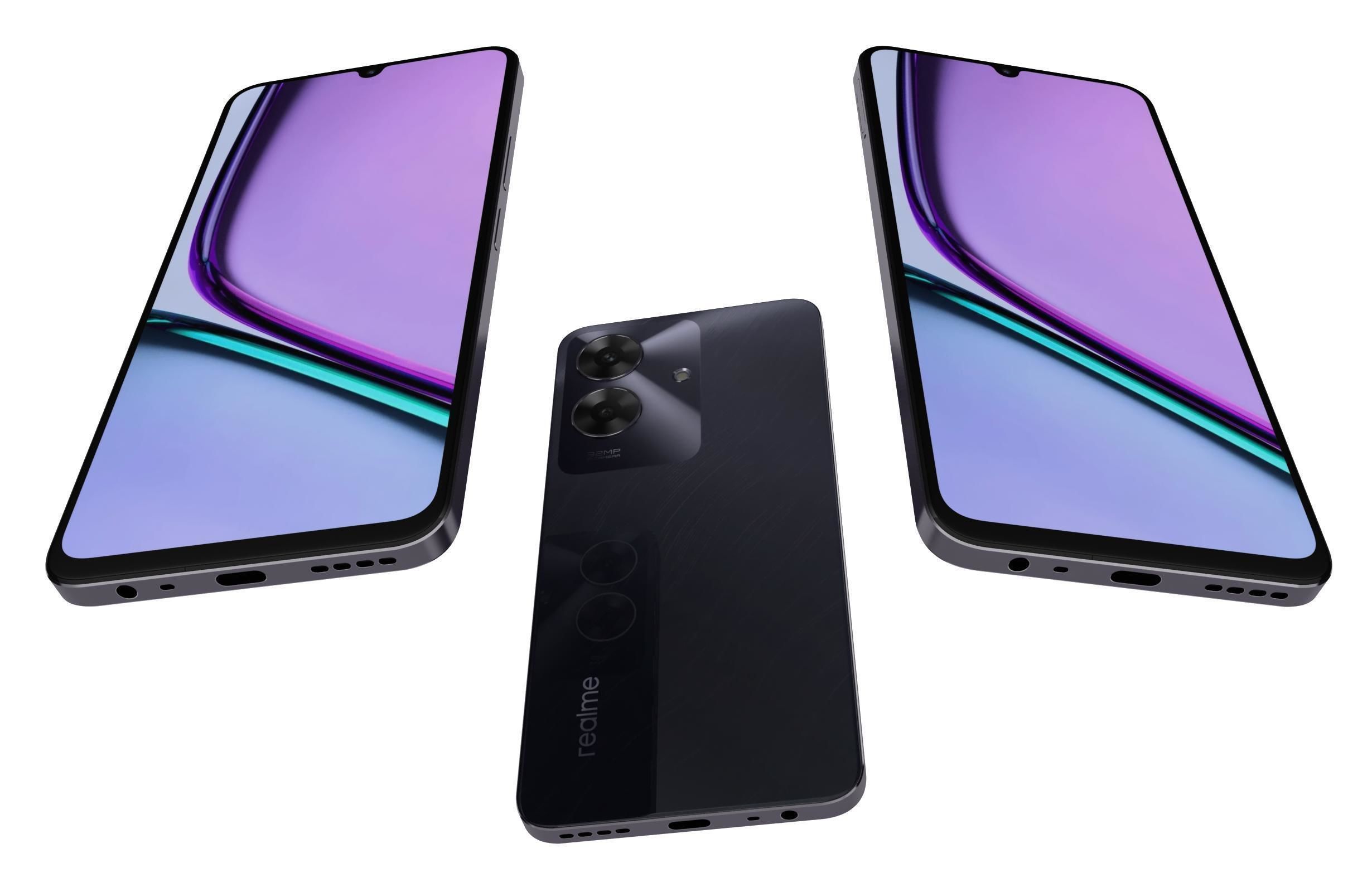 Realme C61 Marble Black and Safari Green  India 3D model_12