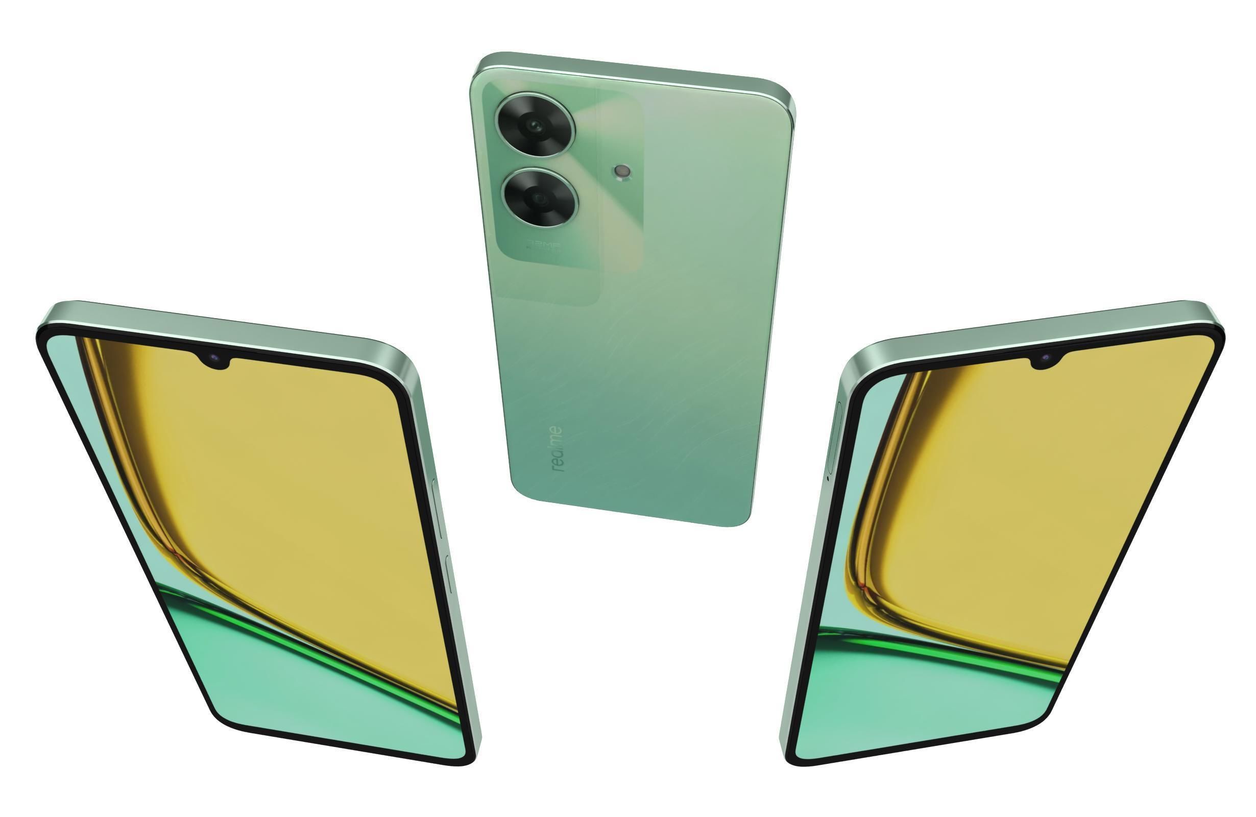 Realme C61 Marble Black and Safari Green  India 3D model_6