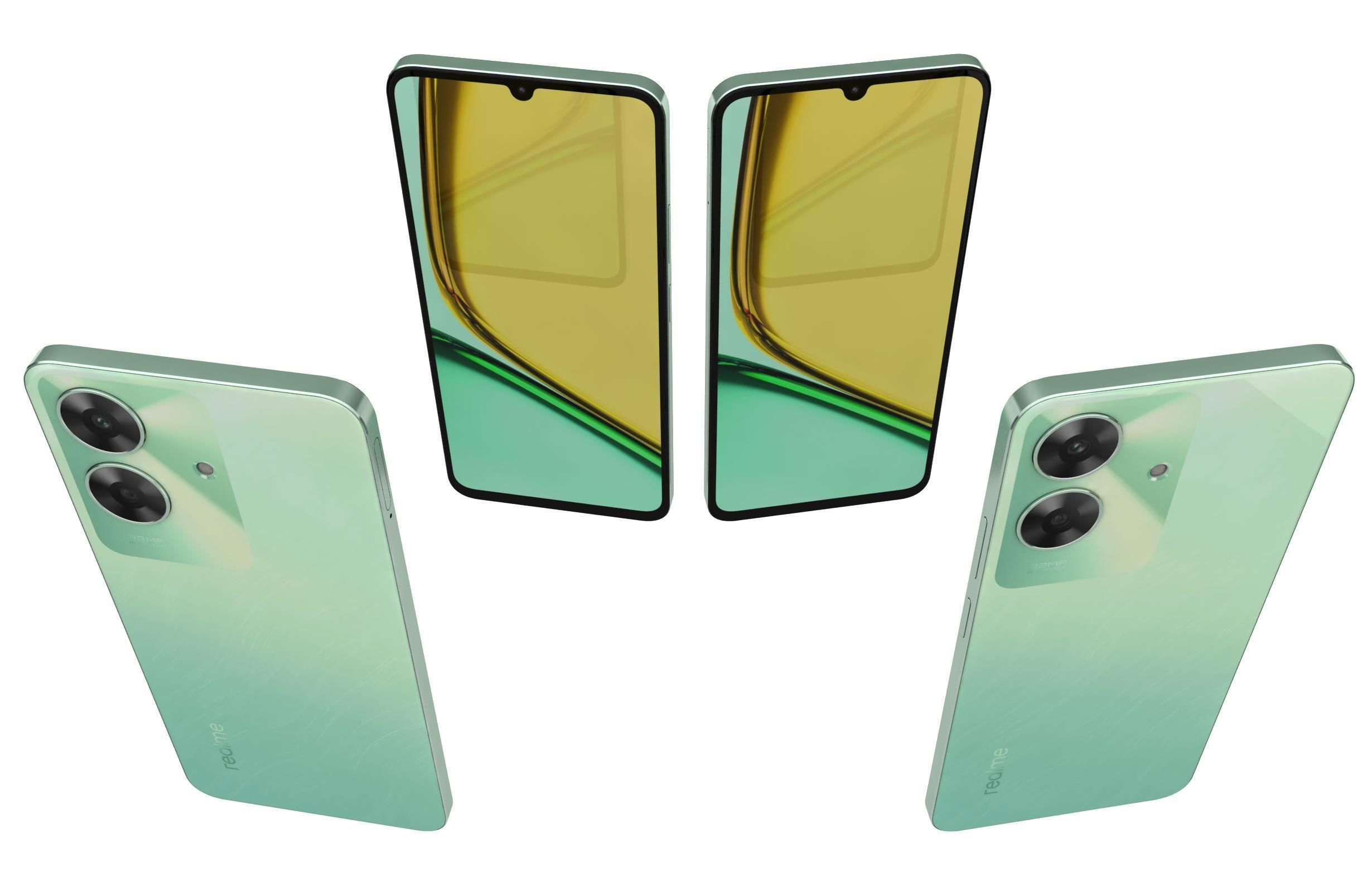 Realme C61 Marble Black and Safari Green  India 3D model_5