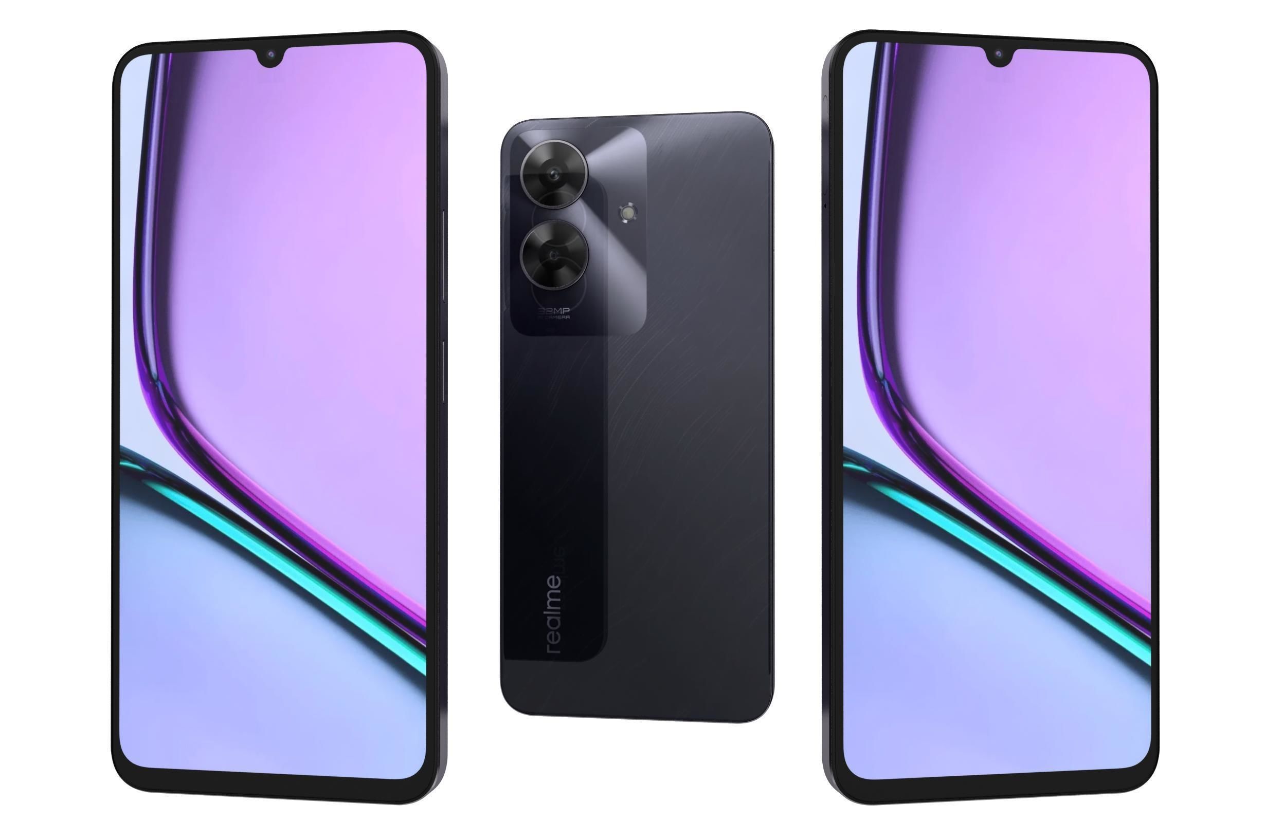 Realme C61 Marble Black and Safari Green  India 3D model_11