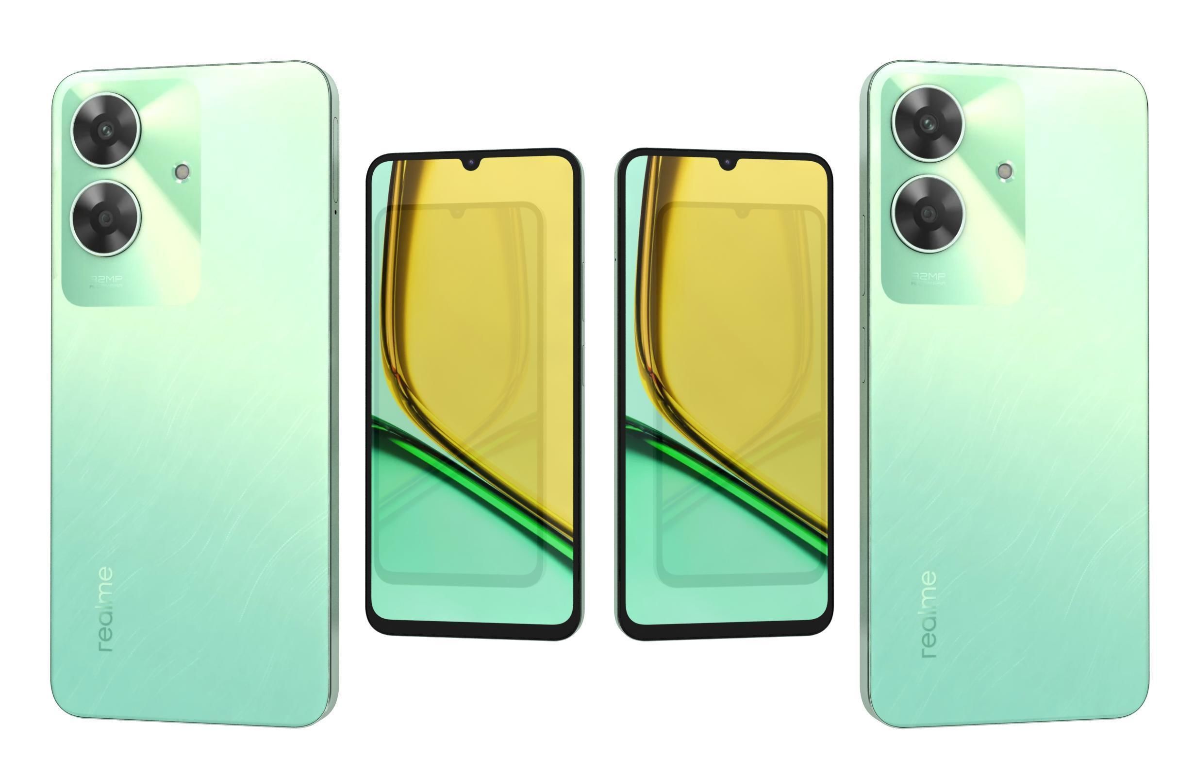 Realme C61 Marble Black and Safari Green  India 3D model_4