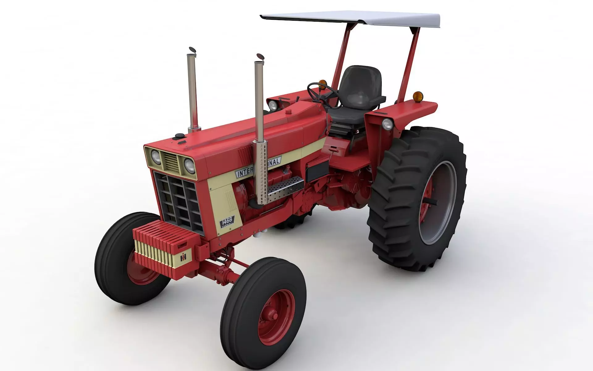 International Harvester 1468 Tractor 1972 with Canopy 3D model