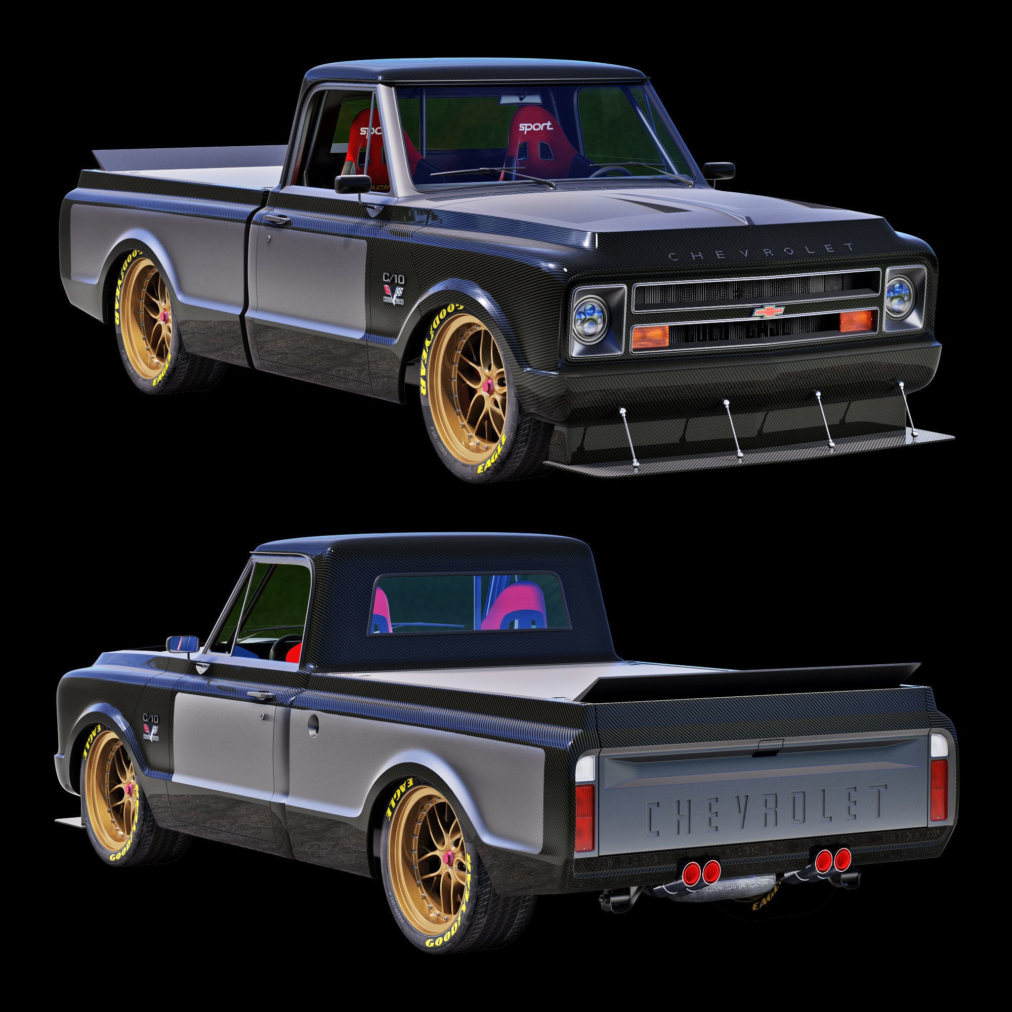 Chevrolet C10 1967 racing 3D model_9