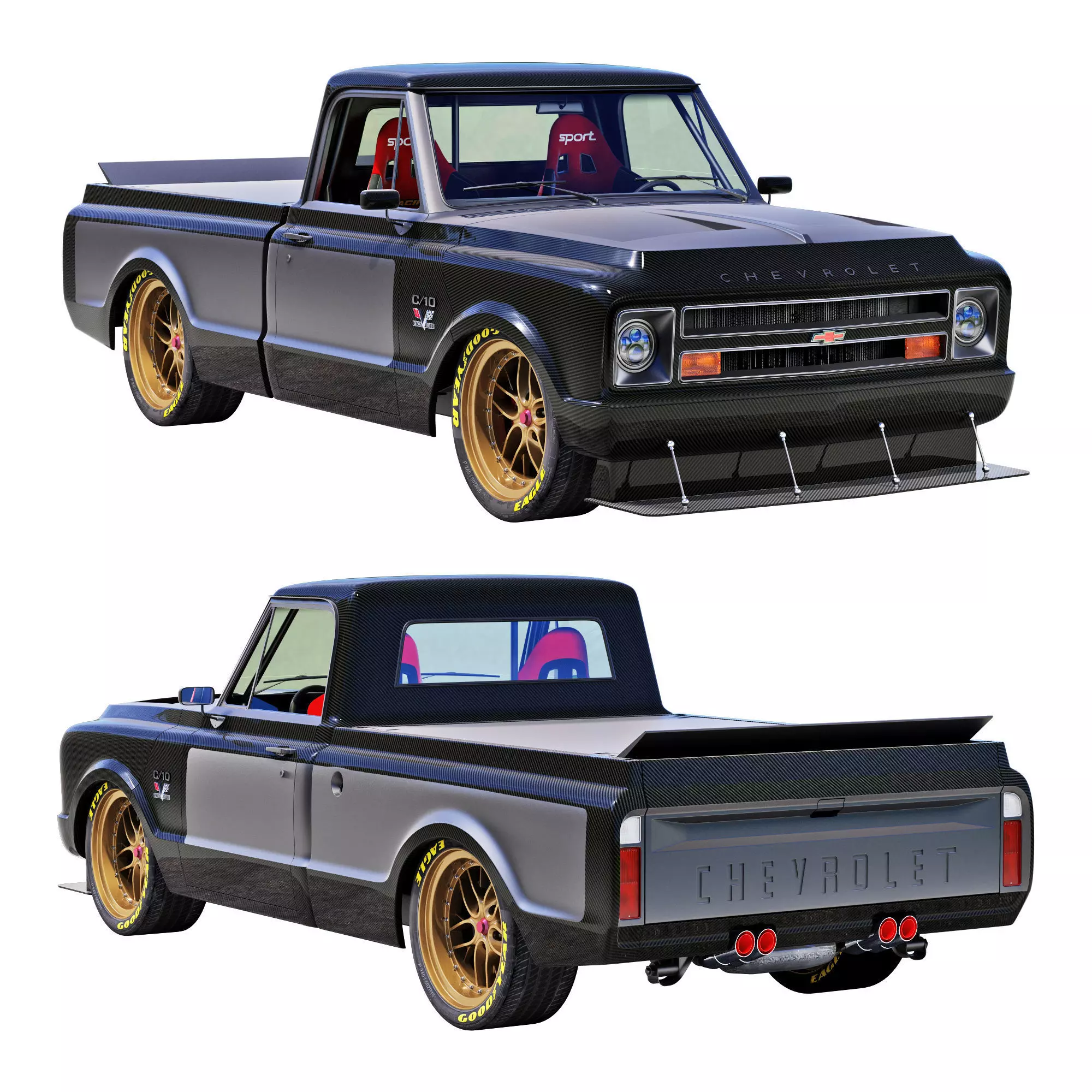 Chevrolet C10 1967 racing 3D model_0