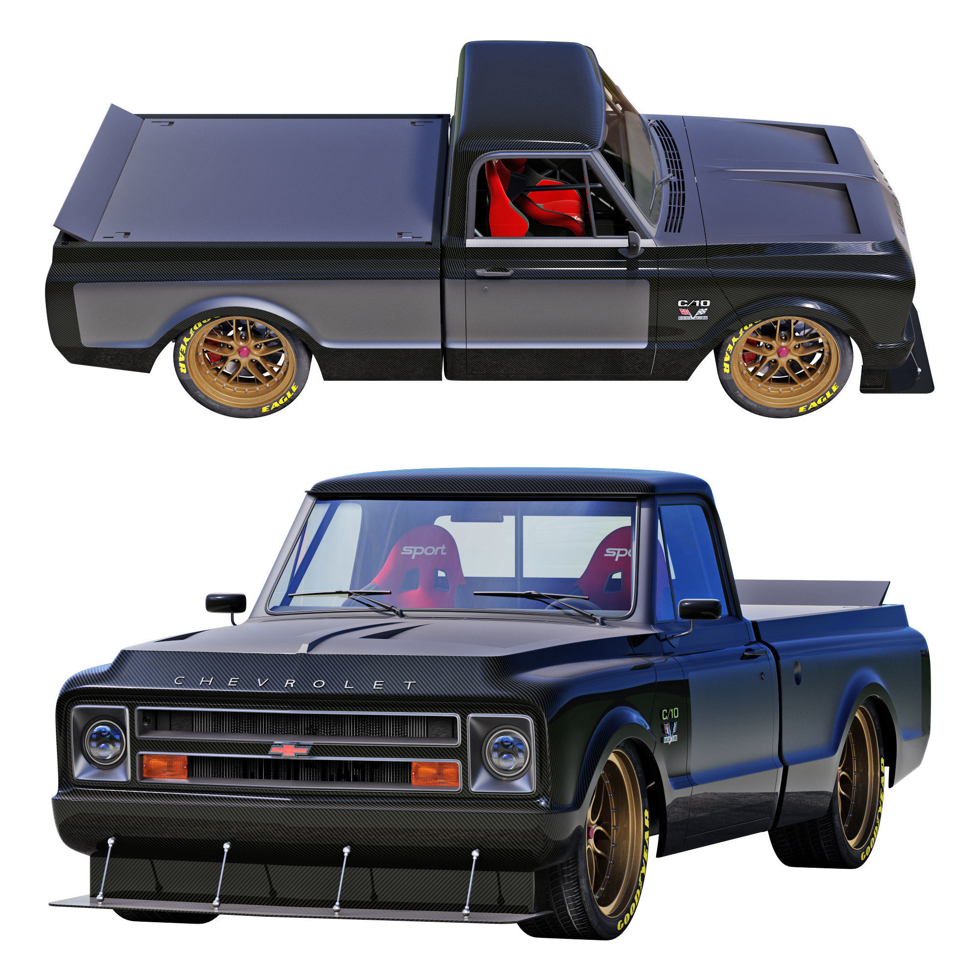 Chevrolet C10 1967 racing 3D model_5