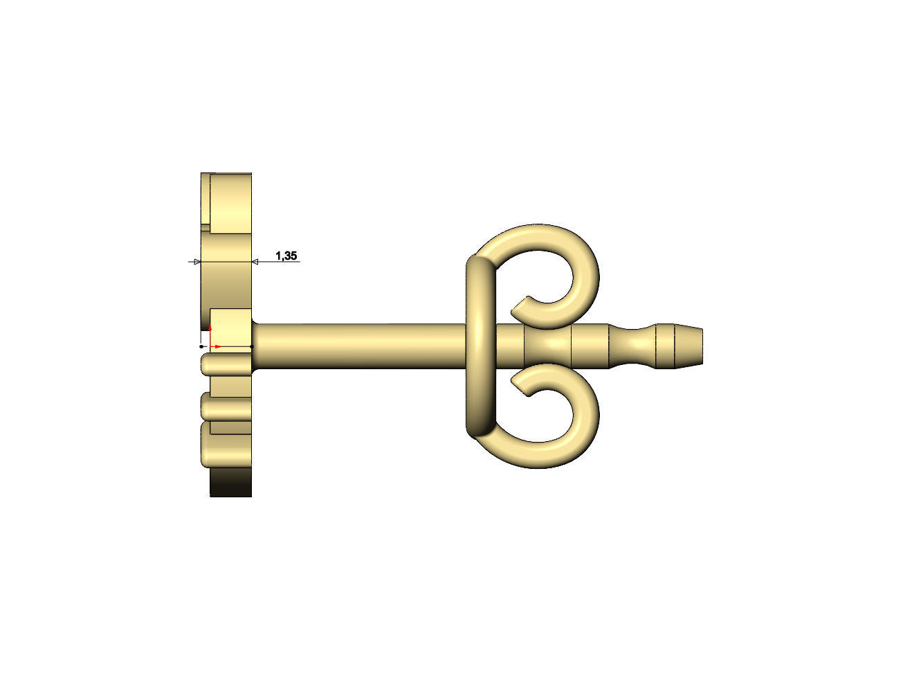 Hello kitty enamel stud earring 3D print model_8