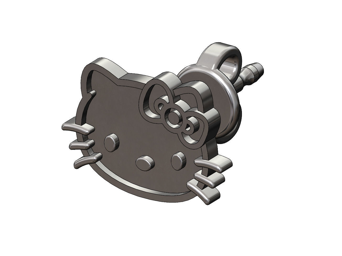 Hello kitty enamel stud earring 3D print model_11