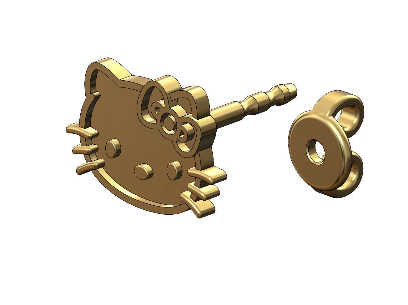 Hello kitty enamel stud earring 3D print model_5