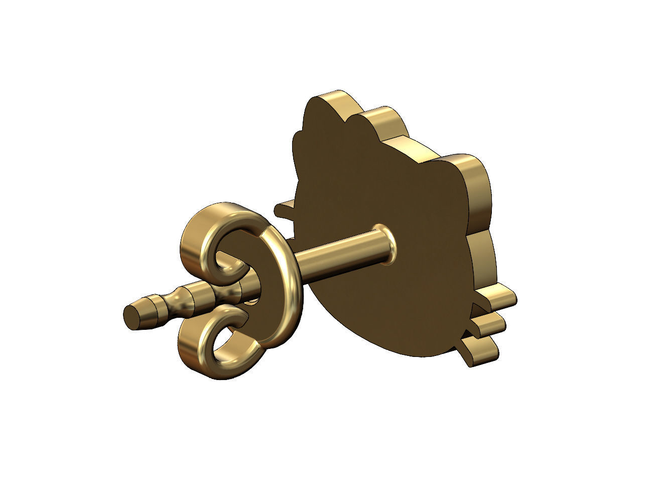 Hello kitty enamel stud earring 3D print model_4