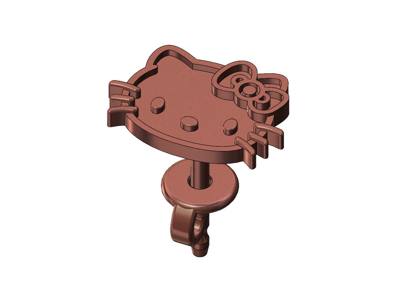 Hello kitty enamel stud earring 3D print model_12