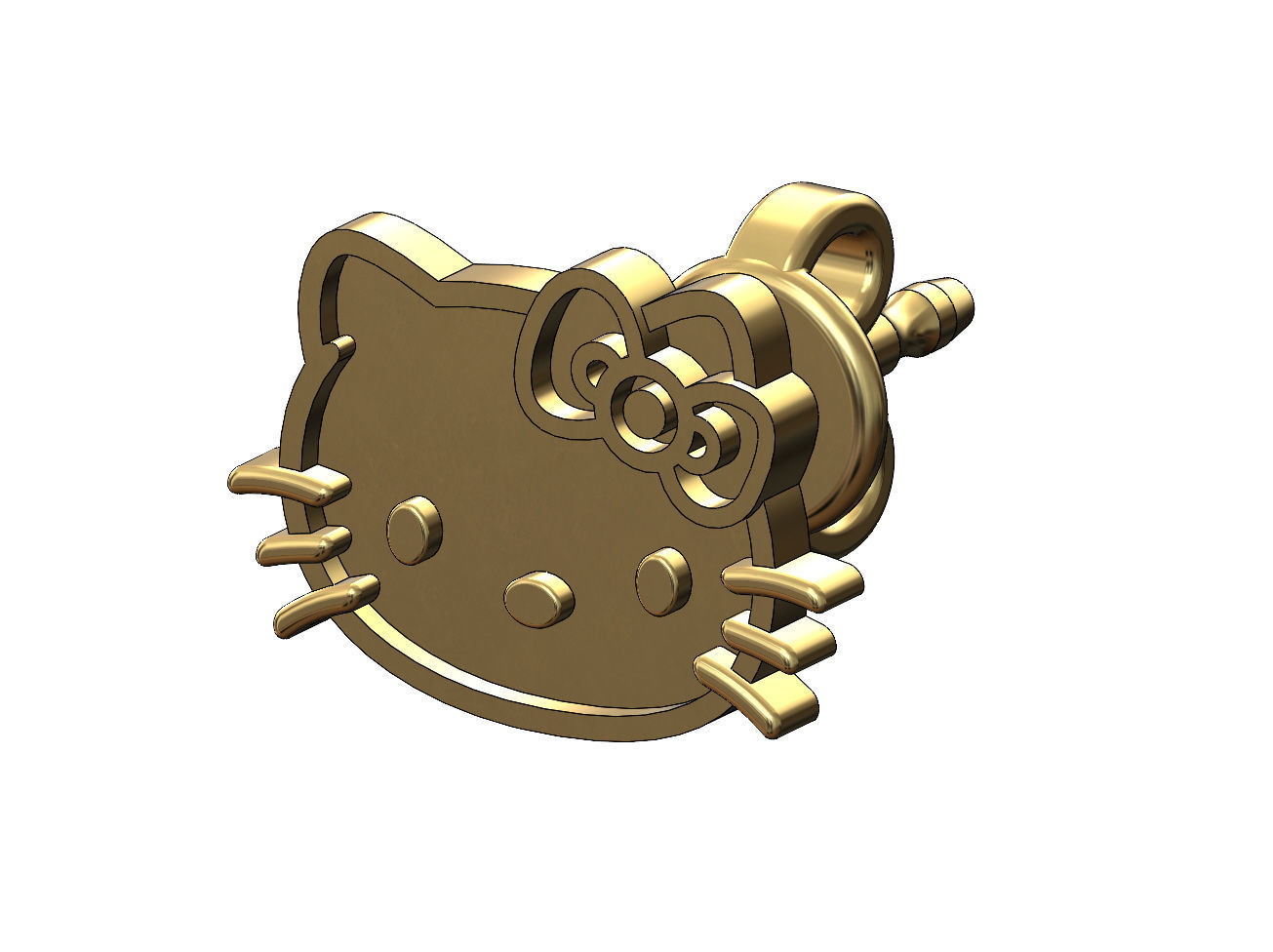 Hello kitty enamel stud earring 3D print model_2