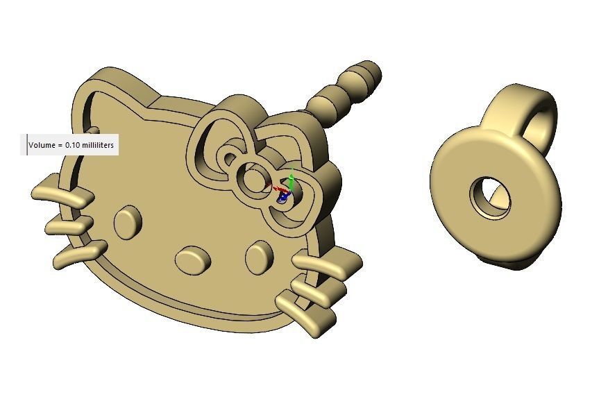 Hello kitty enamel stud earring 3D print model_17