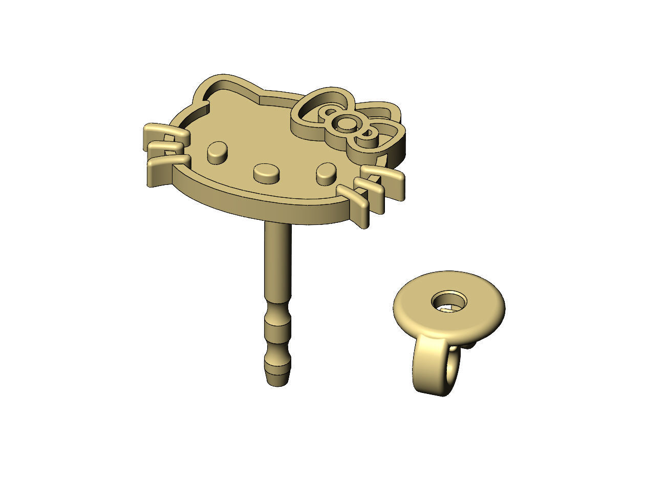 Hello kitty enamel stud earring 3D print model_6