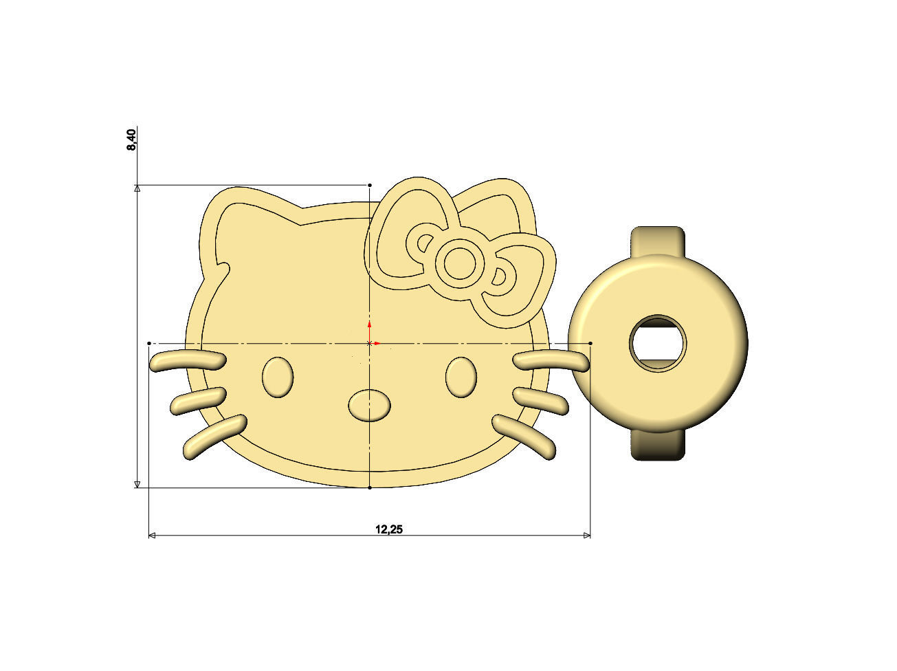 Hello kitty enamel stud earring 3D print model_7