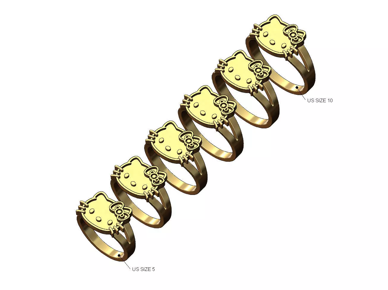 Hello kitty enamel ring US sizes 5to10 3D print model