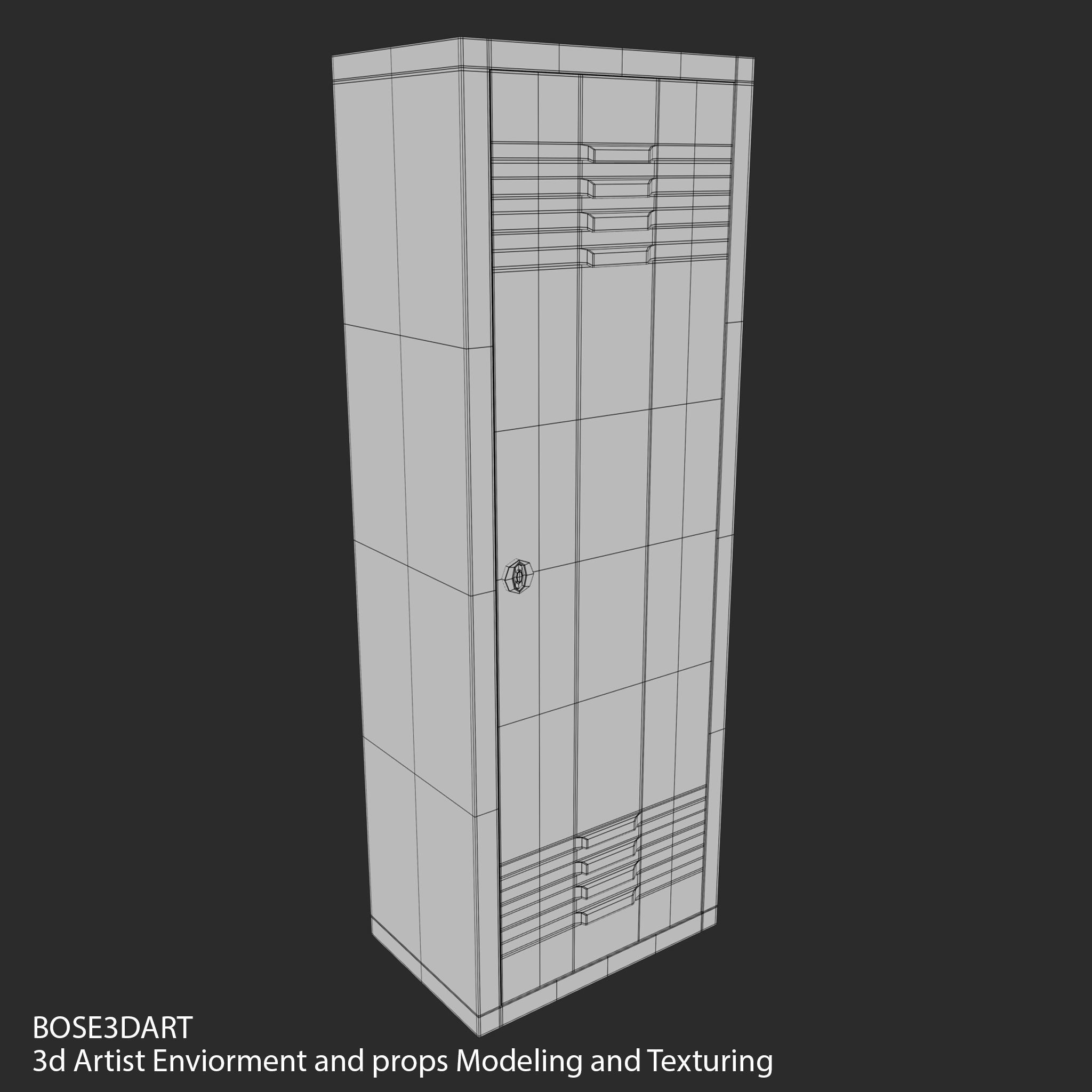 Locker Low-poly 3D model_4