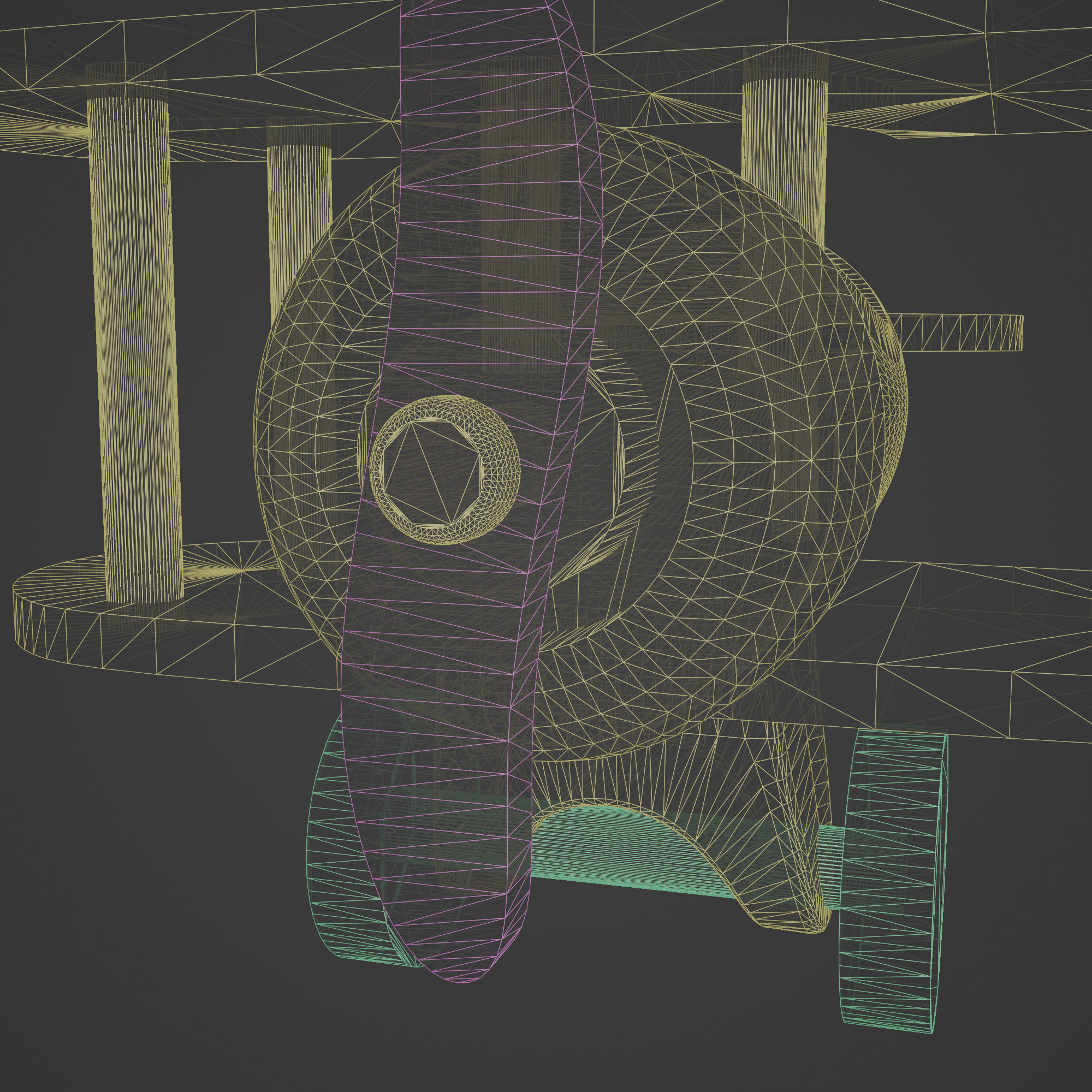 Wooden Old Airplane Toy 3D model_13