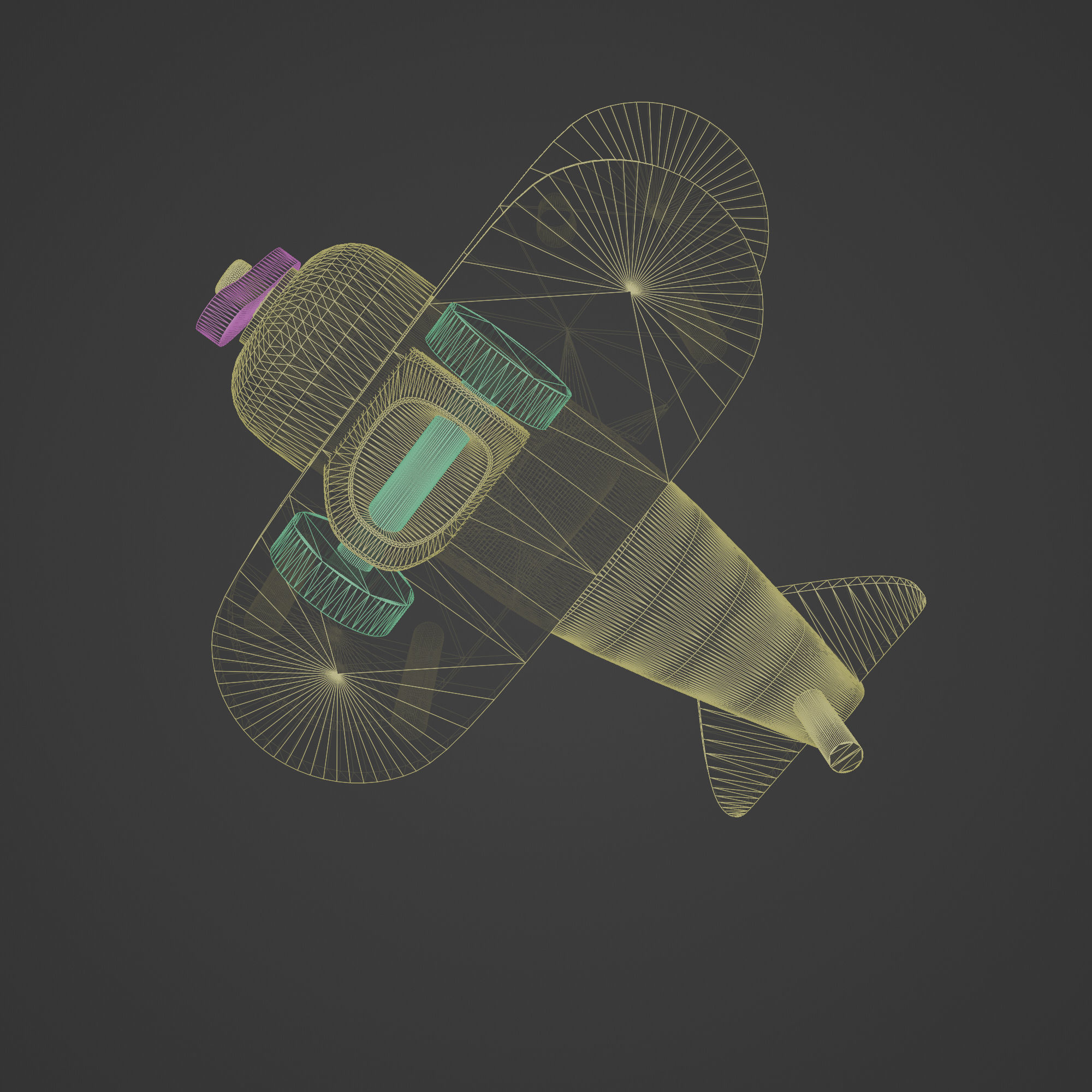 Wooden Old Airplane Toy 3D model_11