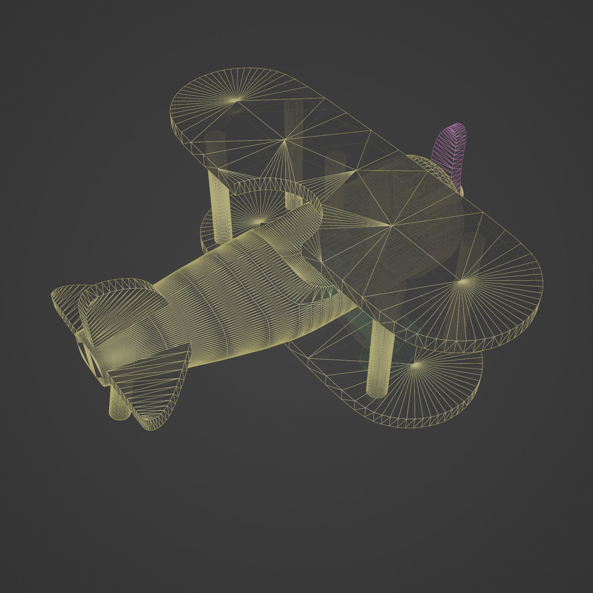 Wooden Old Airplane Toy 3D model_7