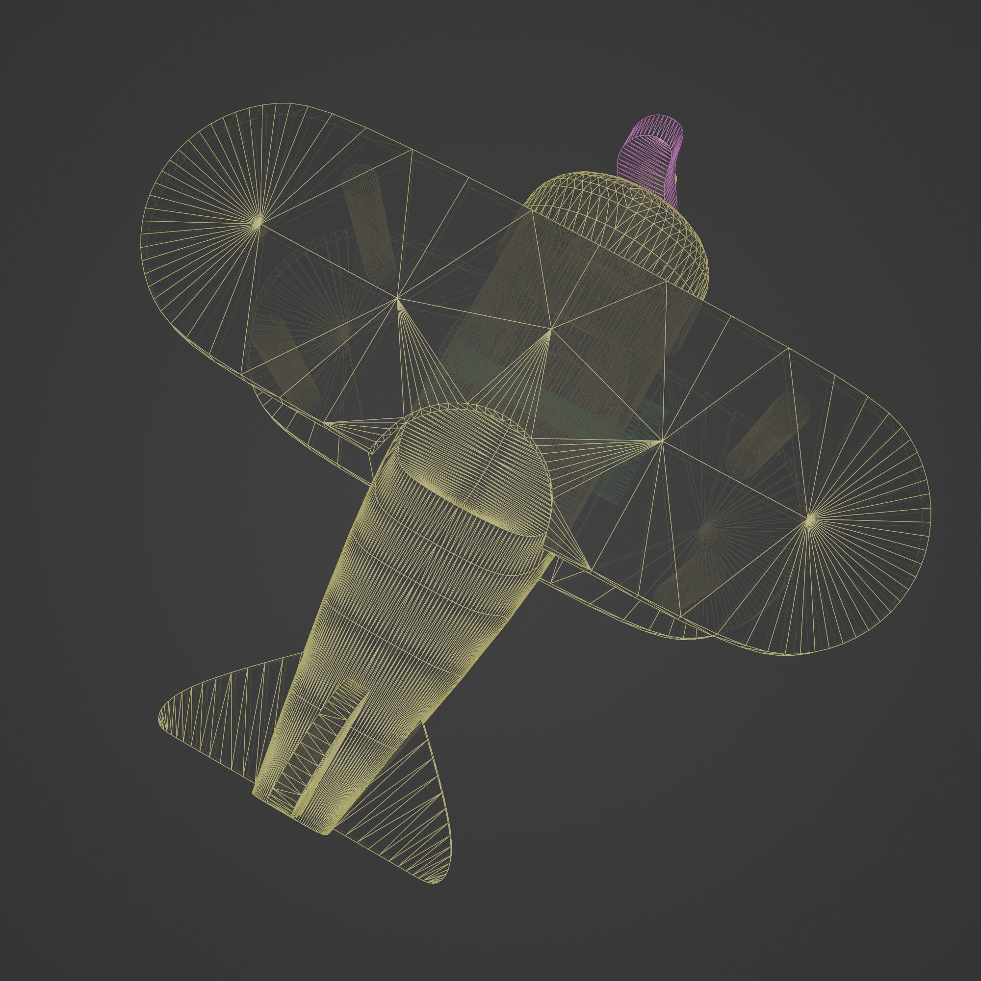 Wooden Old Airplane Toy 3D model_9