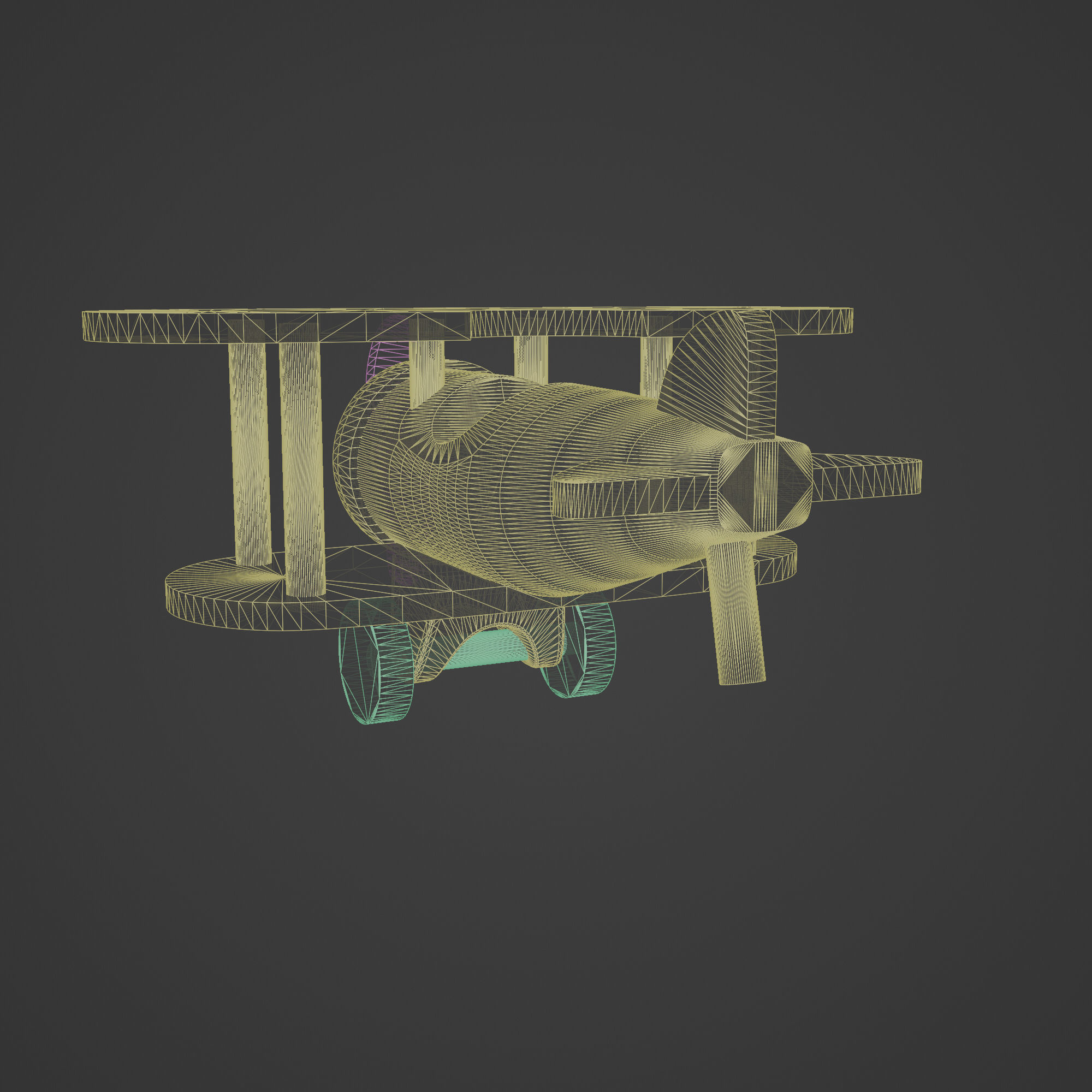 Wooden Old Airplane Toy 3D model_5