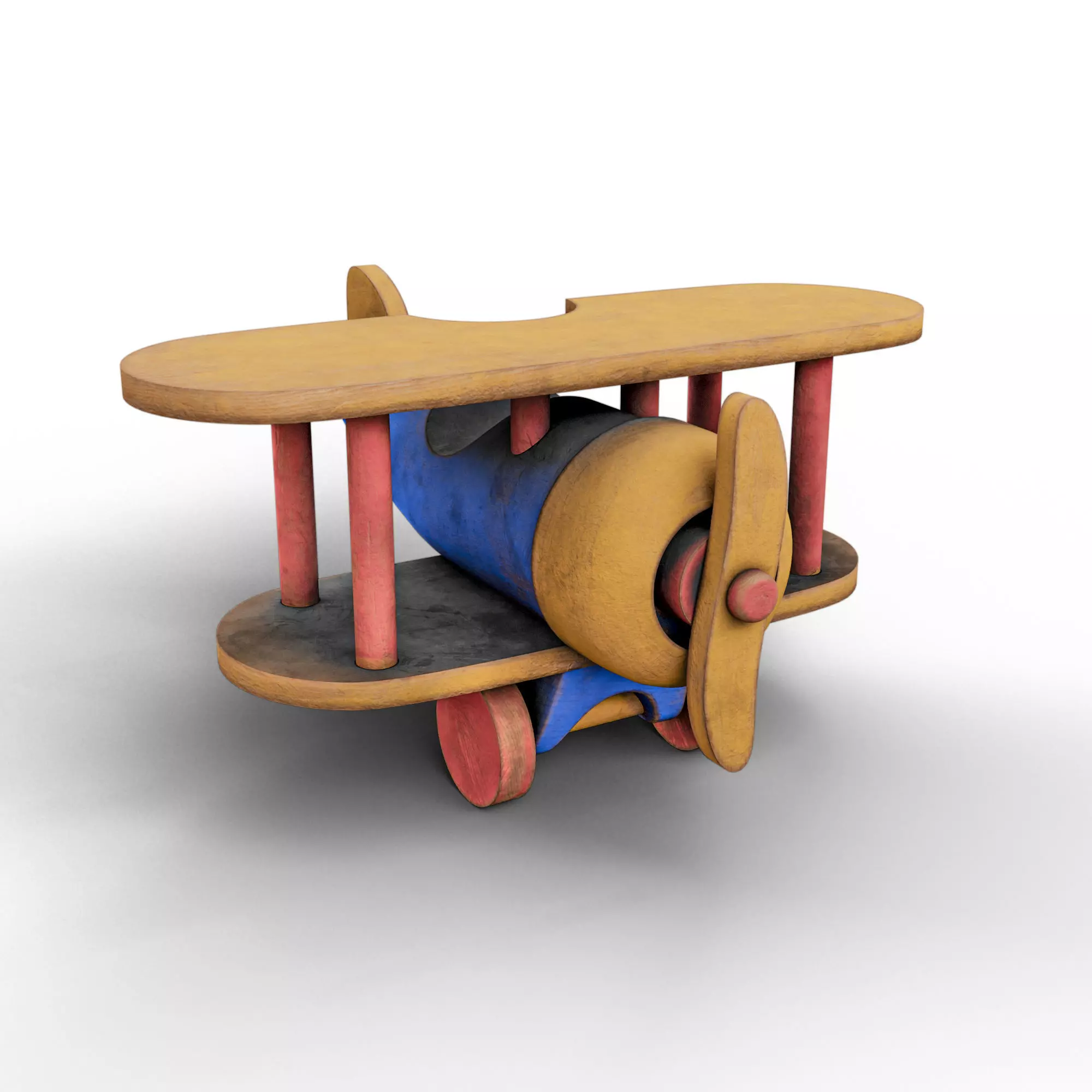 Wooden Old Airplane Toy 3D model_0