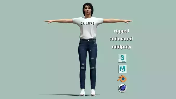 T-Pose Rigged Casual Girl